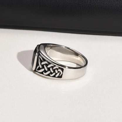 Geometric square stone signet ring