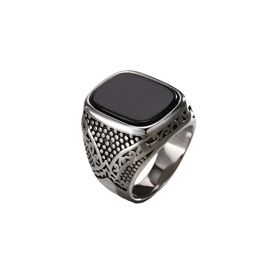 Anillo de sello de ónix negro para hombre