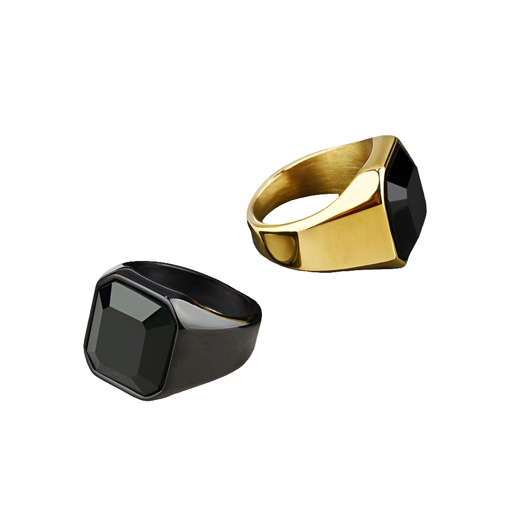 Men's signet ring with carved zirconia